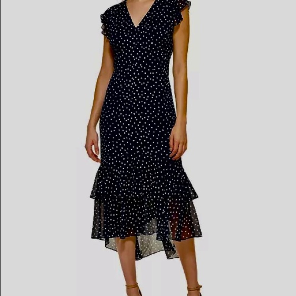 NWT Tommy Hilfiger Polka-Dot High-Low Midi Dress